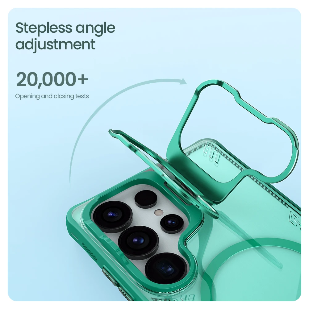 حافظة Nillkin لهاتف سامسونج جالاكسي S25 Ultra Magsafe Iceblade Prop شحن لاسلكي مغناطيسي غطاء أسود لهاتف جالاكسي S25 Ultra