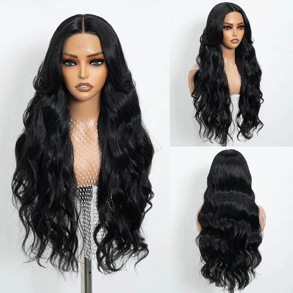 Synthetic Body Wave Lace Front Wigs For Women 28 inch Omber Blonde Black Lace Frontal Wigs Heat Resistant Fiber Cosplay Wig