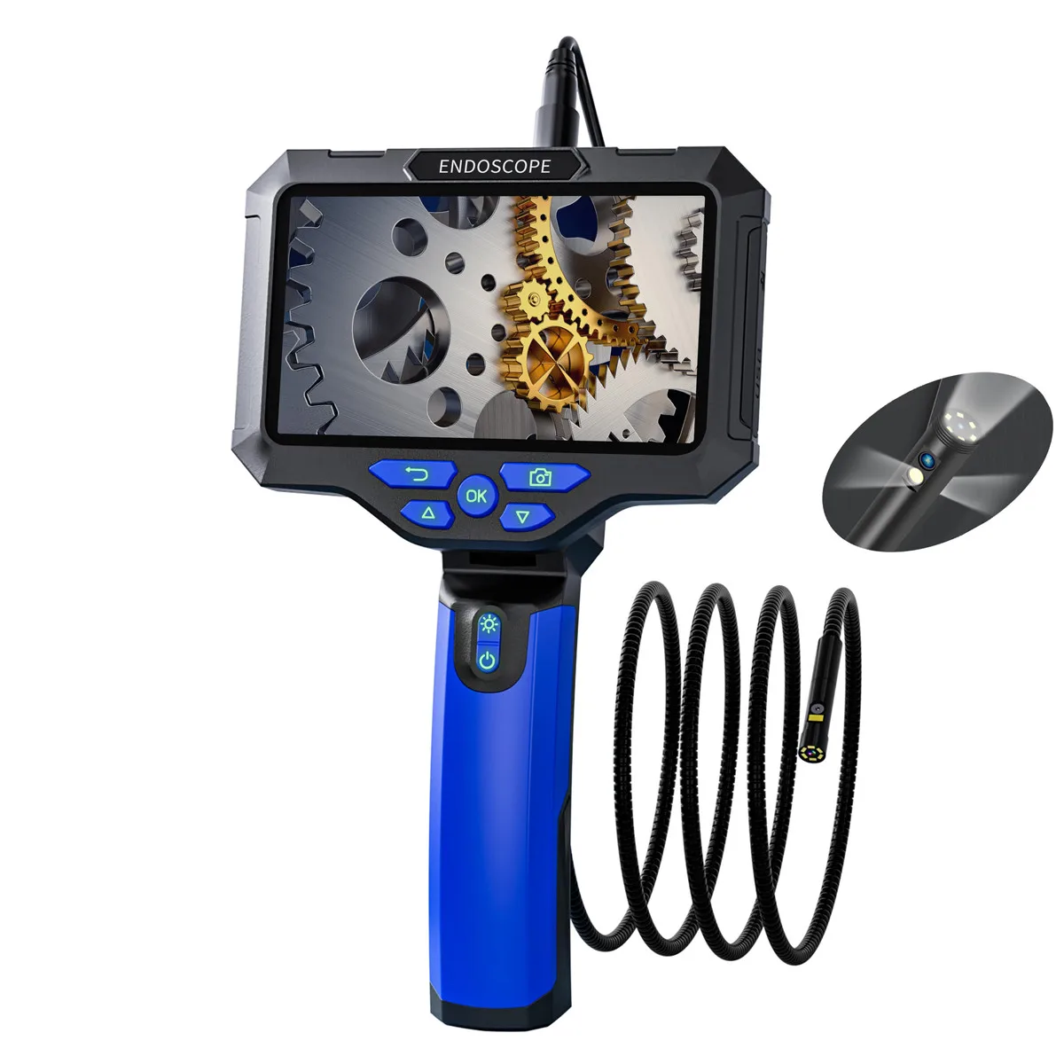 5Inch IP Screen 2MP 1080P 5.5mm Dual Lens Industrial Endoscope CMOS Borescope Inspection Otoscope Camera Digital Microscope