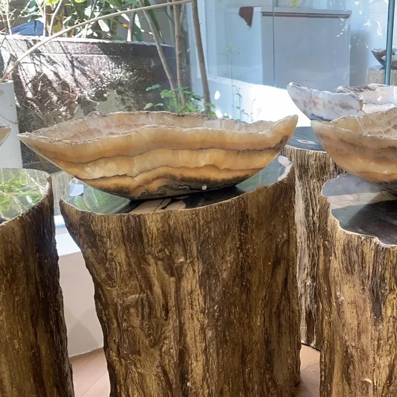 newIndonesia imported irregular agate bowl  decorative fruit plate ornament living room entrance cornucopia ornamental handicraf