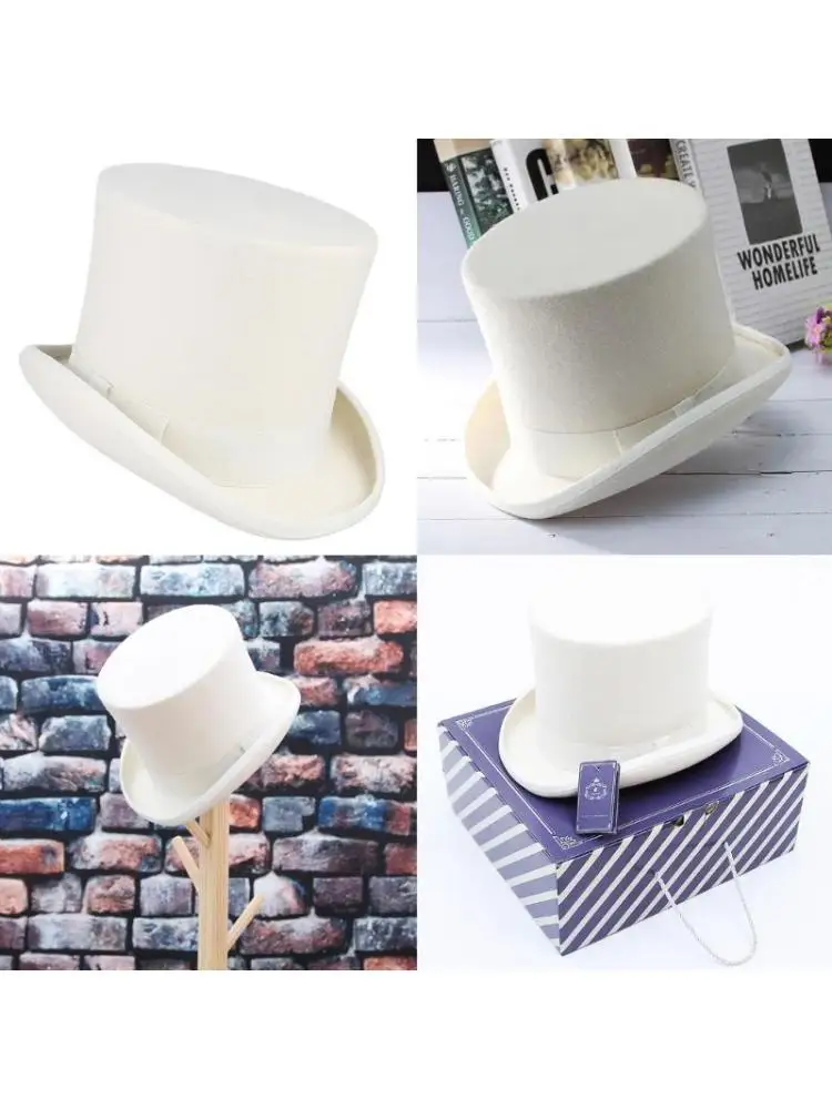 

652F цилиндр Fedora, белая шляпа с короткими полями, шляпа-волшебник, подарок-сюрприз для бойфренда, отца, дяди, повседневная