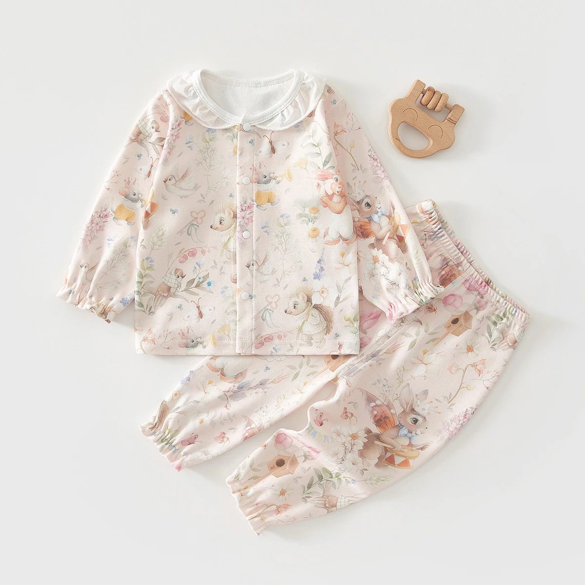 Baby Pajamas Spring and Summer Long-Sleeve Set Home Wear Separate Children's Underwear Air-Conditioning Clothing Thin Style for Girls and Boys Pure Cotton