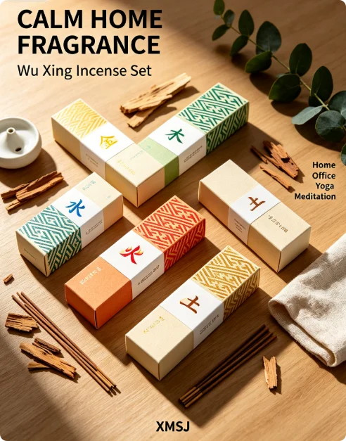 Hot Trending Wu Xing Incense Set, XMSJ 1 Boxes Natural Wood Scents, 32g Each, 1 Hour Burn for Home Meditation Yoga