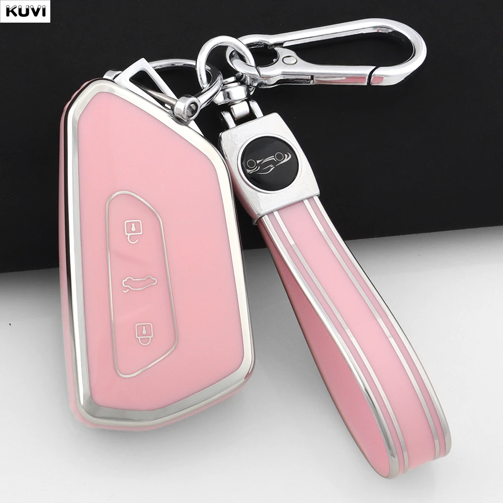حافظة مفاتيح ذكية للسيارة من البولي يوريثان لسيارة VW Volkseagen Golf 8 MK8 ID.3 ID.4 Cupra Skoda Octavia A8 SEAT Leon MK4 2021 Formentor Tarraco #2
