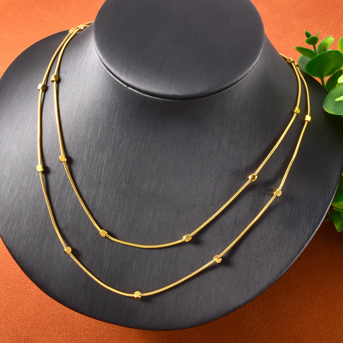 

Double Layer Necklace Minimalist Stainless Steel Chain Gold Silver Two Tone Layered Choker Collarbone Necklace Jewelry Gift