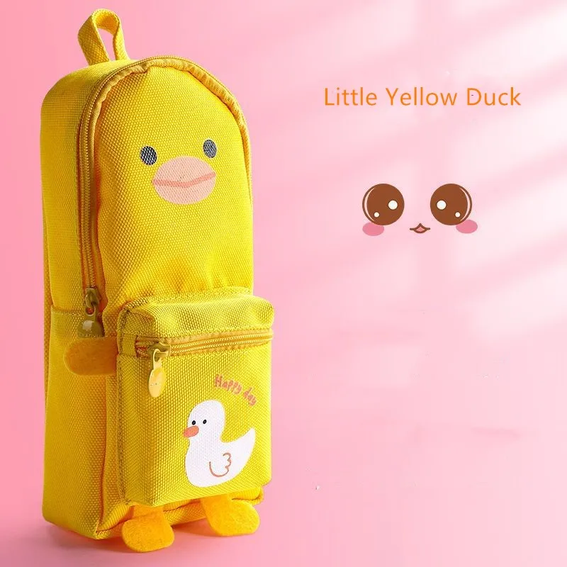 Bolsa de lápices de animales de dibujos animados, organizador de papelería, estuche de lápices de lona de gran capacidad, lindo oso, regalo para