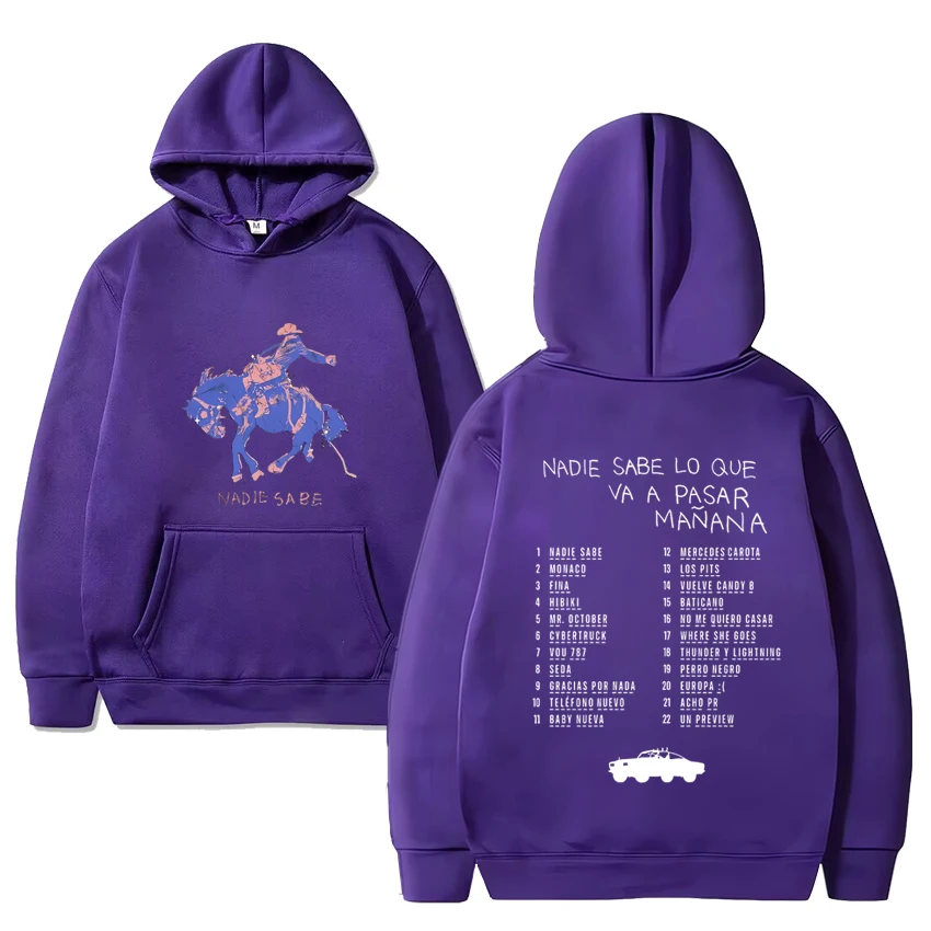 Sweat à capuche imprimé Bad Bunny pour hommes et femmes, pulls à manches longues, sweat-shirt vintage, sweat-shirt décontracté unisexe, Smile, Most Wanted Tour, 2024 Nouveau