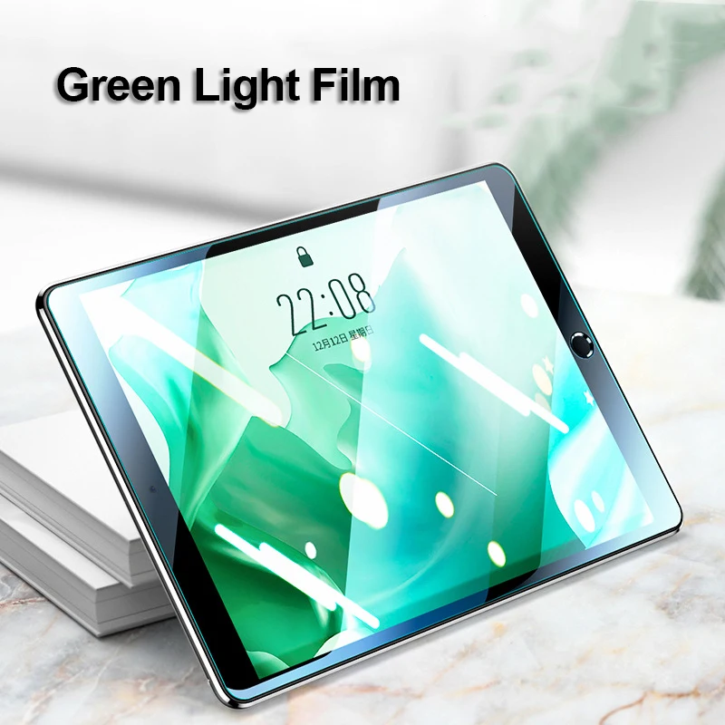 Green Light Glass Film for iPad Pro 11 12.9 9 10.2 10.5 Air 6 5 4 3 2 Mini 2020 2021 9.7 Tablet Screen Protector Protect Eye