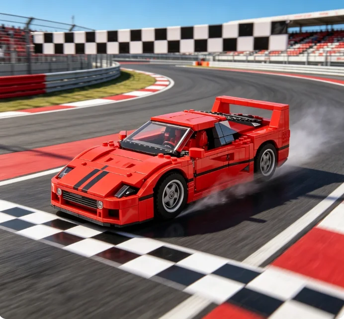 Technology Super Red Sports Car Creative Assembly Toy Model DIY Birthday Gift for Adult Friends