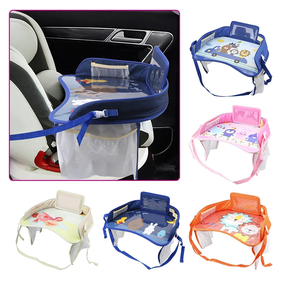 

Universal Car Seat Travel Tray Safety Seat Table Organizer Storage Snacks Toys Cup Holder Waterproof For Baby Children Fence