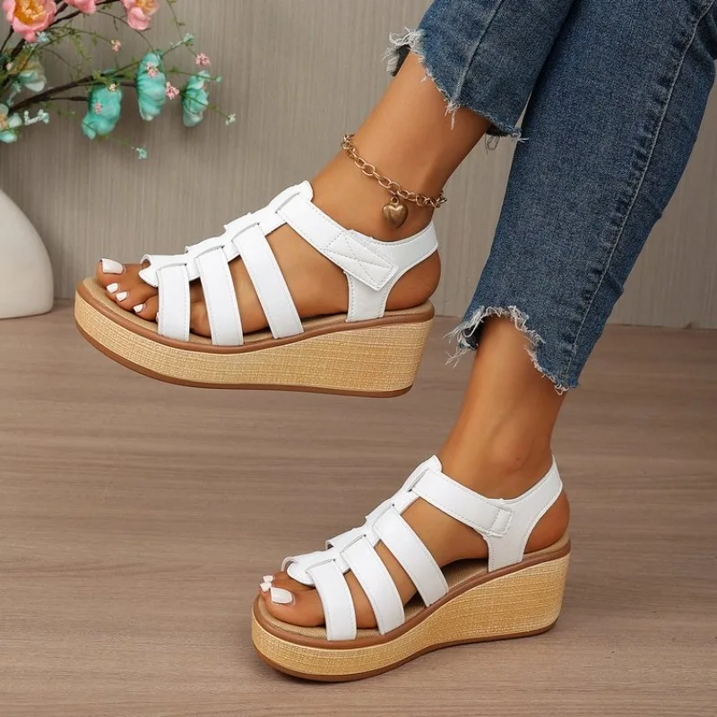 

Vintage Wedge Heel Gladiator Sandals Women Summer 2026 Comfort Platform Roman Sandals Soft Thick Bottom Shoes for Women