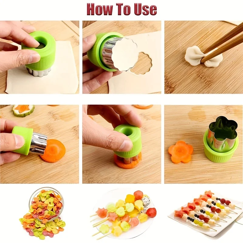 9PCS/Stainless steel Cookie and Vegetable Cutting Set - Mini fruit and cookie embossing molds for children's baking image 6