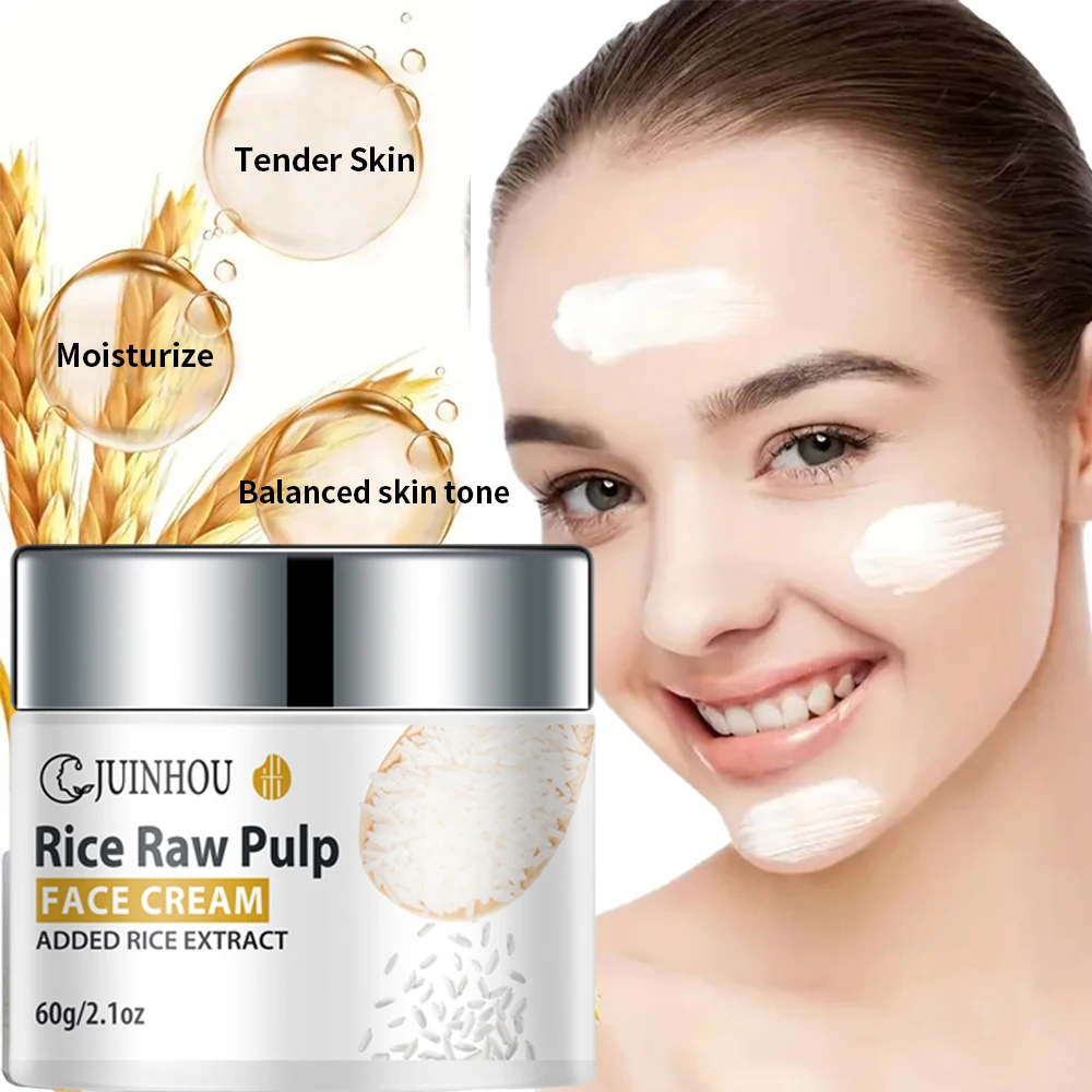 JUINHOU Rice Moisturizing Face Cream Brighten Skin Moisturizes Skin to Make Wrinkles Less Noticeable Make Skin Younger-Looking