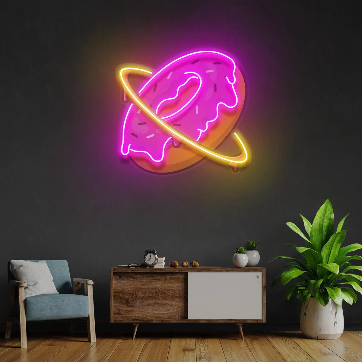 Doughnut Planet Neon Sign Food Neon Sign Acrylic Artwork Gift For Kids