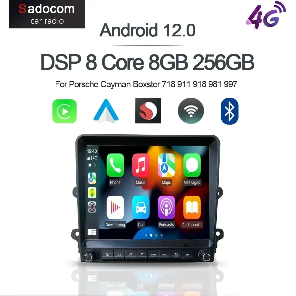 Android 12.0マルチメディアプレーヤー,カーラジオ,GPS, WiFi, 8コア,8g 128g,デパサートマン,ボクサー718, 911, 918, 981, 997, 2012-2018