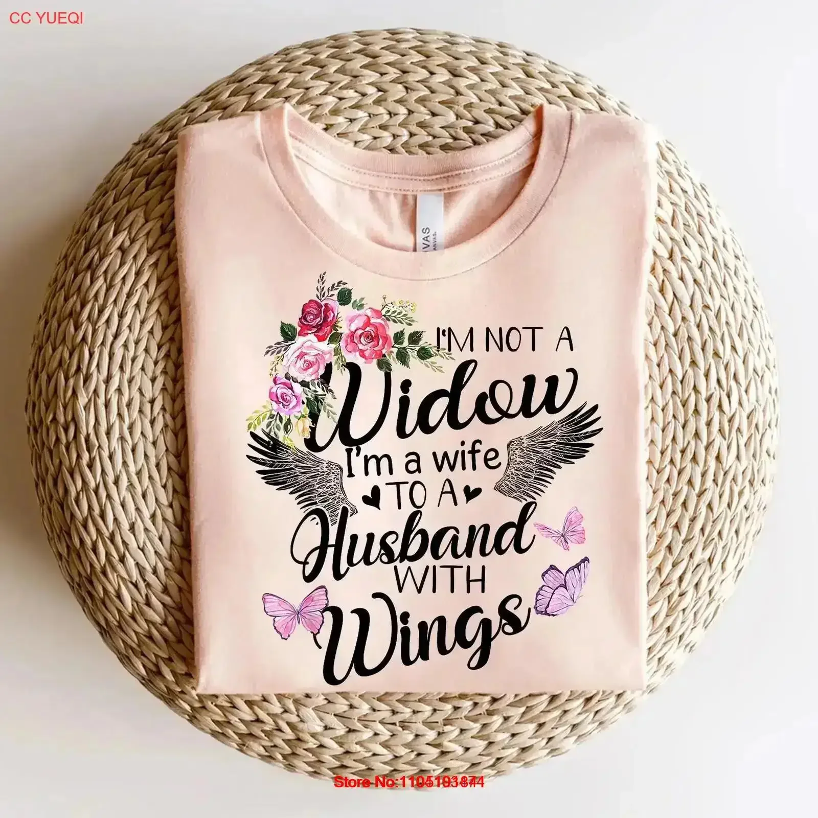 I m Not a Widow T Shirt Memorial Wife Husband with Wings Remembrance Grief for Her Angel Tribute vintage Washed Slightly Casual
