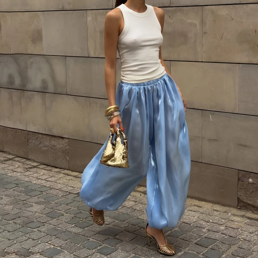 Pantalon décontracté élégant pour femme Talenza, coupe ample, patchwork uni, style vintage, idéal pour l'été et le quotidien, pantalon féminin tendance