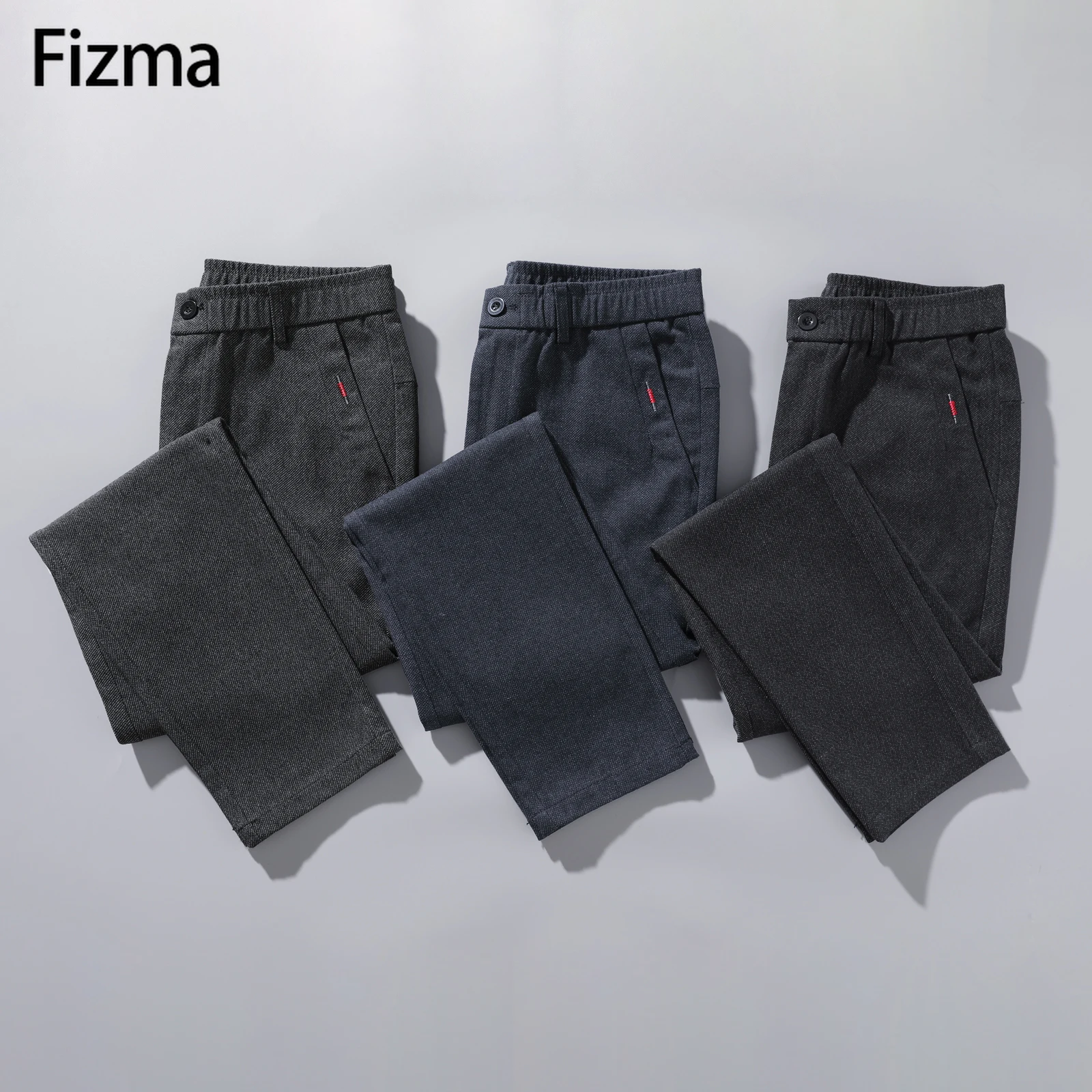 Fizma, ropa para hombre, pantalones para hombre, novedad de otoño en pantalones rectos sueltos informales para hombre, pantalones formales de talla grande de algodón grueso para invierno para hombre