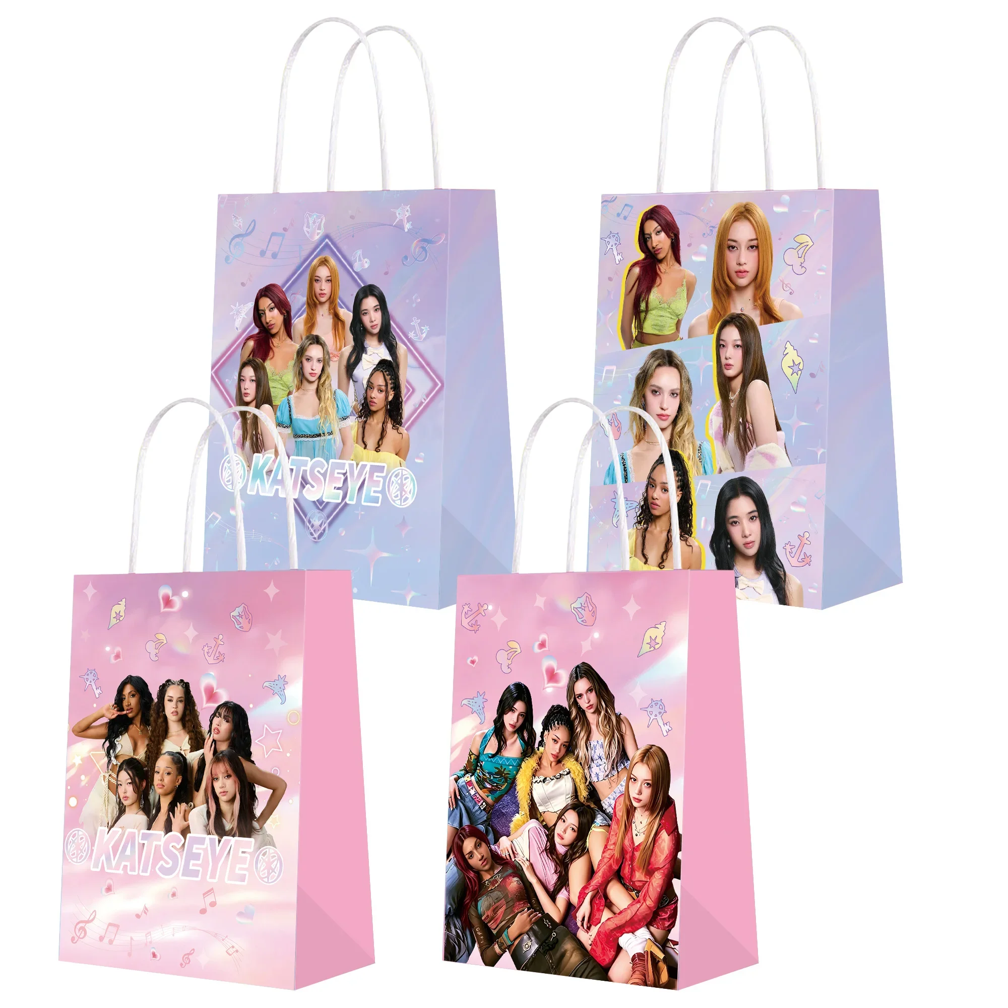 12pcs/Set Katseye Handbag Kpop Girl Birthday Party Favor Bag Goodie Candy Bag Loot Bag Fans Gift Bag  Baby Shower Decoration