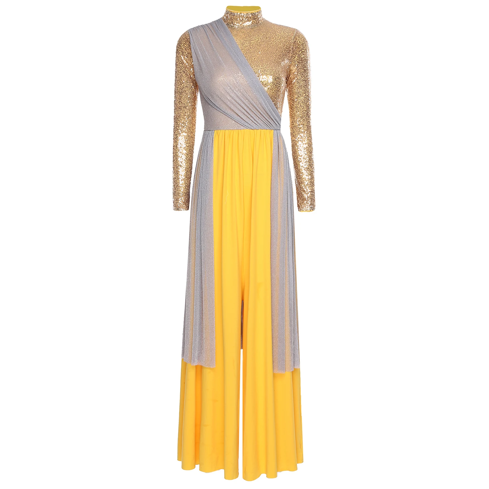 المرأة العبادة زي الترتر الكنيسة جوقة الليتورجية بذلة الثناء تراكب فضفاض Catsuit الأداء الغنائي الحديث زي