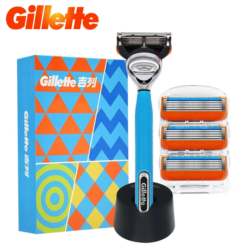 Gillette Fusion 5 razor set Comfortable lubrication system Men's shaver Place the base  Gillette Fusion 5 Blue Series razor Set