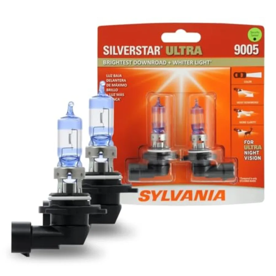 - 9005 SilverStar Ultra - High Performance Halogen Headlight Bulb, High Beam, Low Beam and Fog Replacement Bulb, Brightest Down