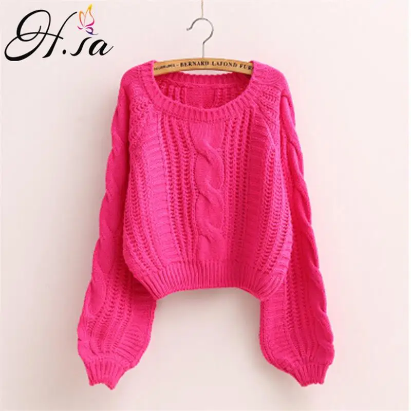 Roupas Femininas Women Pull Sweaters New Yellow Sweater Jumpers Candy Color Harajuku Chic Short Sweater Twisted Pull