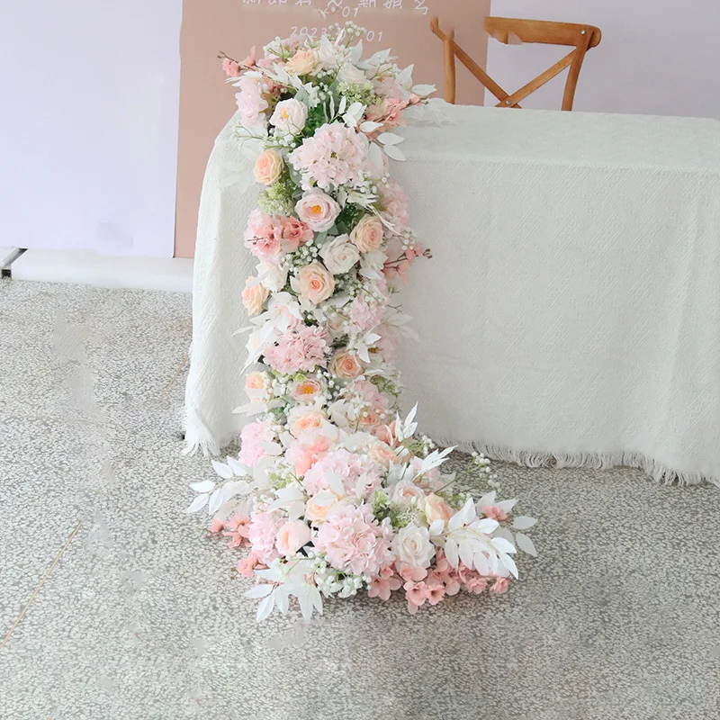 Wedding Long Table Flowers European Style Simulation Long Flower Row Trailing Floral Wedding Party Decoration Flowers 4