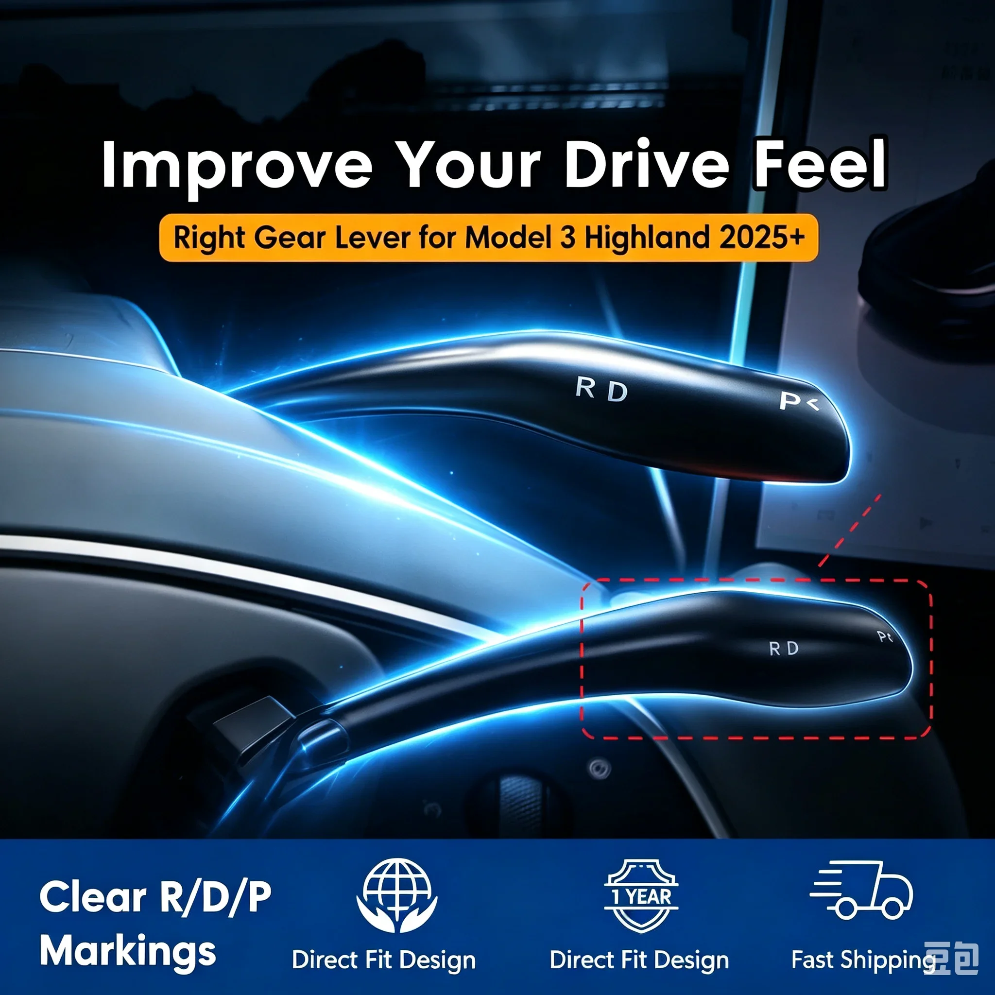 Gear Shift Stalk Right Side Lever for Tesla Model 3 Highland Model Y Juniper Physical Shifter Handle D P R Indicator Upgrade Kit