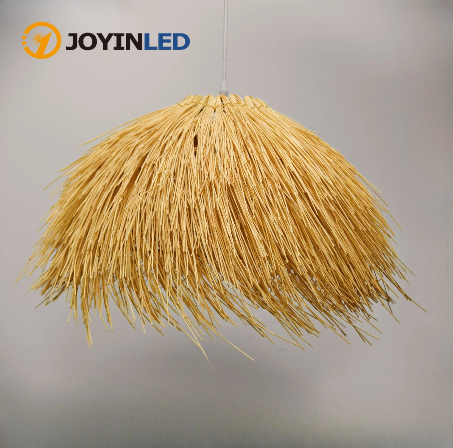 

JOYINLED Ретро люстра из ротанга E27 бежевого цвета