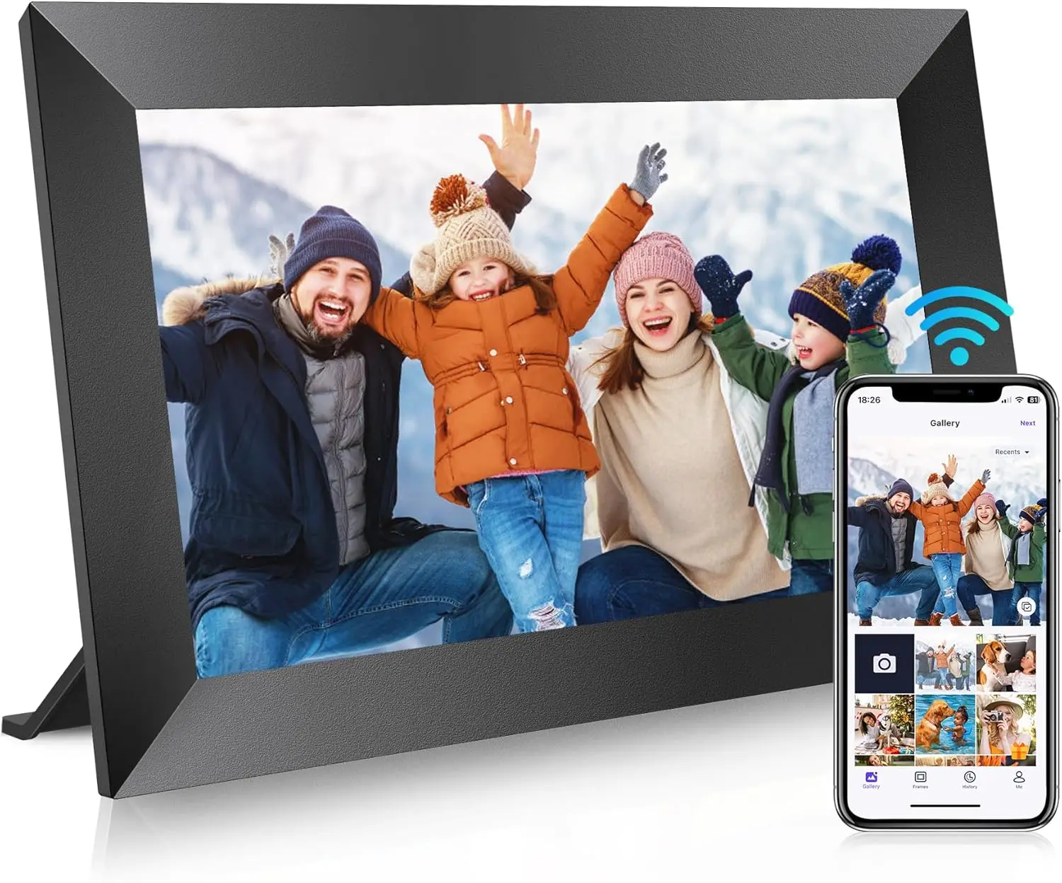 10,1-Zoll-Digitaler Bilderrahmen mit 32 GB Speicher, HD-IPS-Touchscreen, sicheres Teilen von Fotos von überall