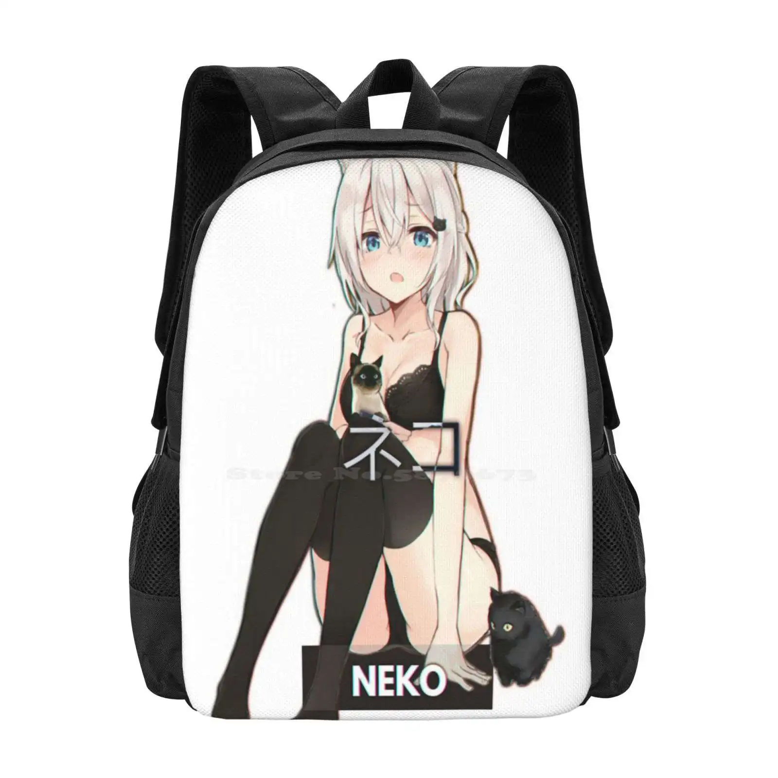 Neko-Rgb Anime Mochilas Escolares para Adolescentes, Laptop Sacos de Viagem, Waifu, Laifu, Oppai, Edgy, Split, 2017 Rem, Best Girl