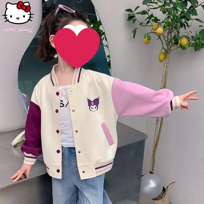 

Kawaii бейсбольная форма с героями мультфильмов для девочек My Melody Kuromi, весенне-осенняя новая универсальная куртка с длинными рукавами в стиле аниме, модная мягкая