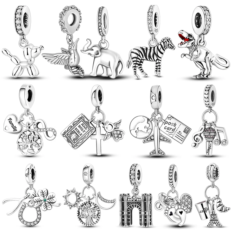 

Подходит для оригинальных подвесок из стерлингового серебра 925 пробы, бусины в виде щенка, сердца, банта, серебряные подвески для браслета, кулон, женские роскошные ювелирные изделия своими руками, подарки