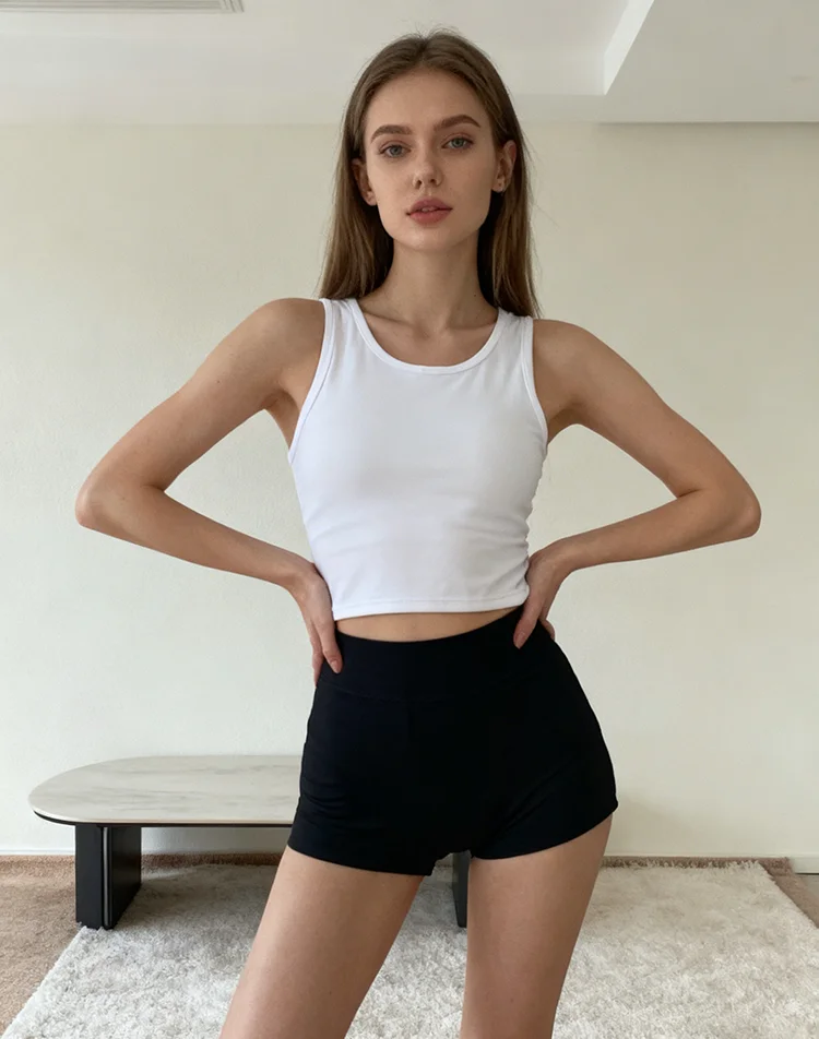 여성용 반바지 블랙 심플 캐주얼 스키니 레저 하이 웨이스트 스포티 아름다운 솔리드 시크 여름 뉴 핫 걸 댄싱 힙스터