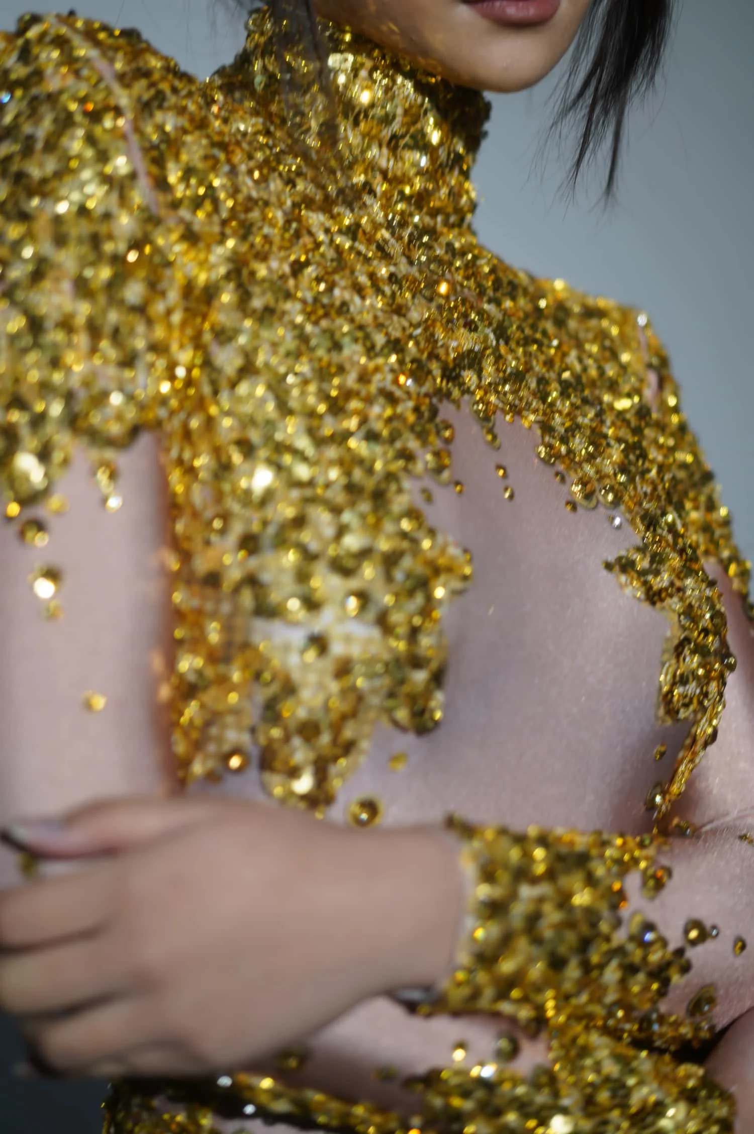 Yiniang New Rhinestones Sequined Bodysuit Pole Dance Performance Clothing Party Rave Outfit Clubwear Stretch Drag Queen Costume