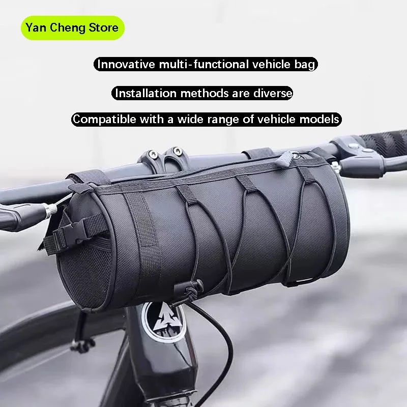 Multi-Functional Portable Cycling Bag Front Frame Bicycle Storage Bag Road Bike Organizer Oxford Fabric Black Bag