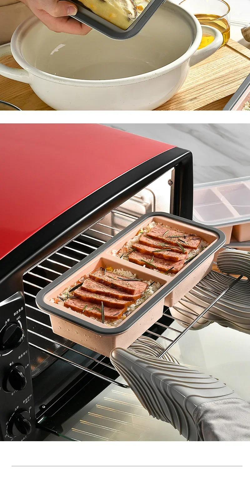 Große Eiswürfelform aus Silikon mit Deckel, Gefrierbehälter für Suppen und Saucen, Luftfritteuse-Einlage, Backblech, Küchenzubehör – Detail 10