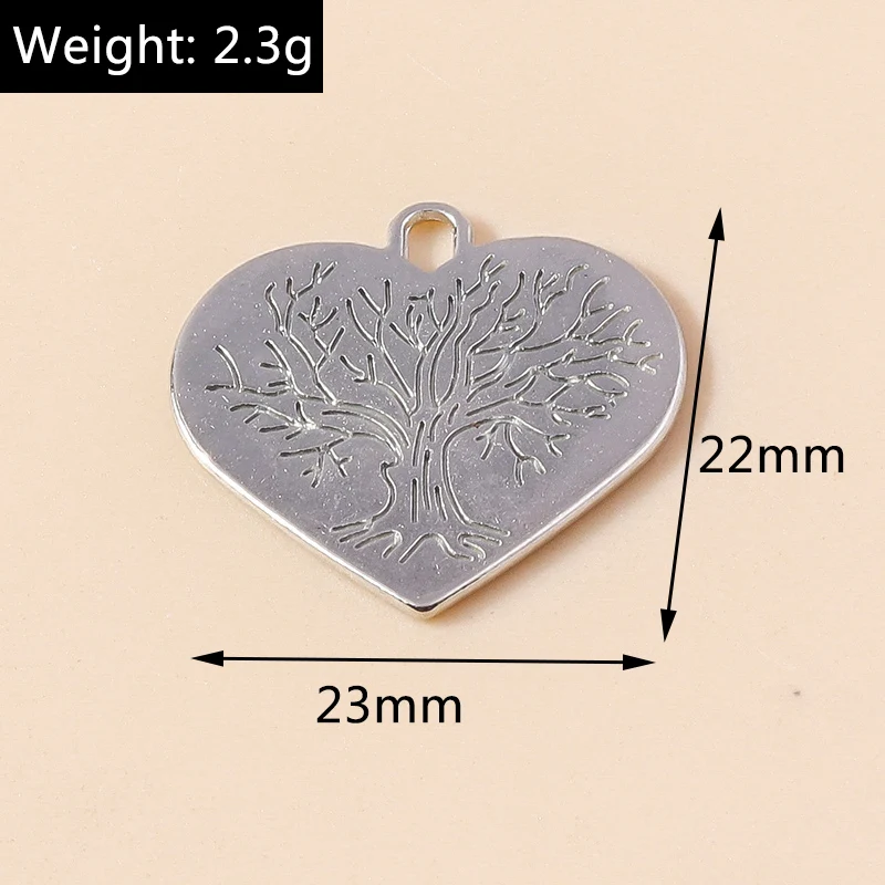 Leslie 10 Stück/Set Legierung Gold Silber Farbe Lebensbaum Herz Anhänger für Armbänder Halsketten DIY Handgemachtes Schmuckzubehör – Detail 1