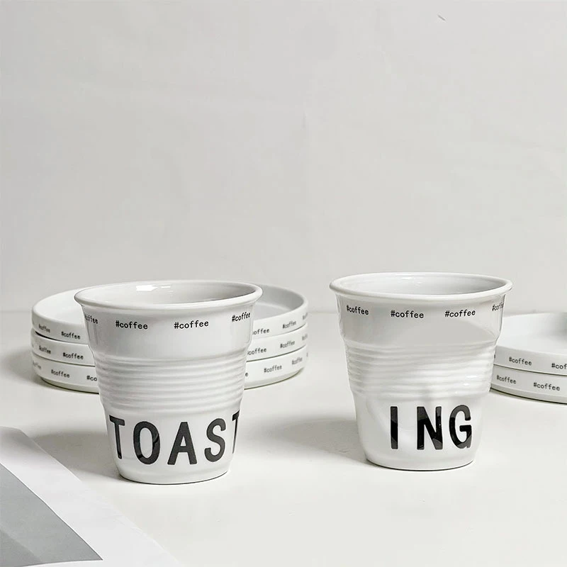 Creative Small Fresh Restaurant Ceramic Dinner Plate Cafe Irregular Shaped Coffee Cup Office Mug Water