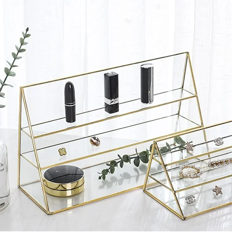 Nordic Bedroom Stud Jewelry Acrylic Storage Rack Three Layers High Capacity Lipstick Necklace Makeup Holder Showcase Organizer