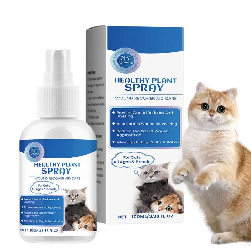 100ml Wound Spray for Cats Gentle Anti Itch Cat Spray Natural Cat Wound Healer Hot Spots Relief Dry Skin Repair Liquid for pet