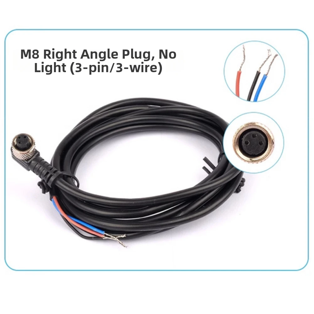 M8 Female Connector Cable 3 Pin PVC 2 Meter Length for Integration with Photoelectric Sensors and Control Systems