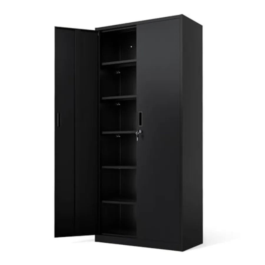 Metal Garage Storage Cabinet with 2 Doors and 5 Adjustable Shelves, 71