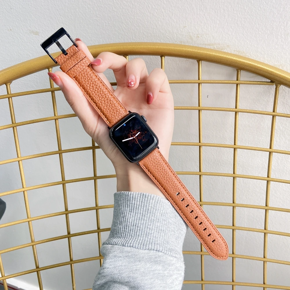 Gorący sprzedawanie 100% prawdziwej skóry pętli dla pasek do Apple Watch 41mm 45mm 1 2 3 4 5 6 7 dla iwatch 40mm 44mm bransoletka z paskiem 38mm 42mm