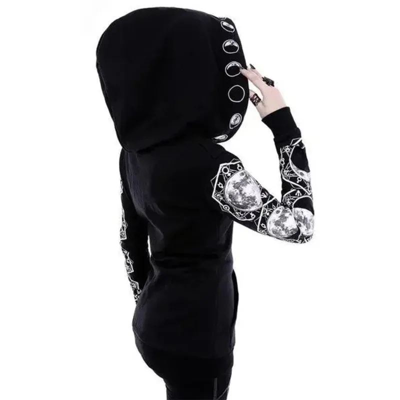 Nuevo 2025's Witchcraft con capucha de manga larga gótico bruja Luna mujeres disfraces Cosplay Sudadera con capucha de gran tamaño Zip P eqs9X
