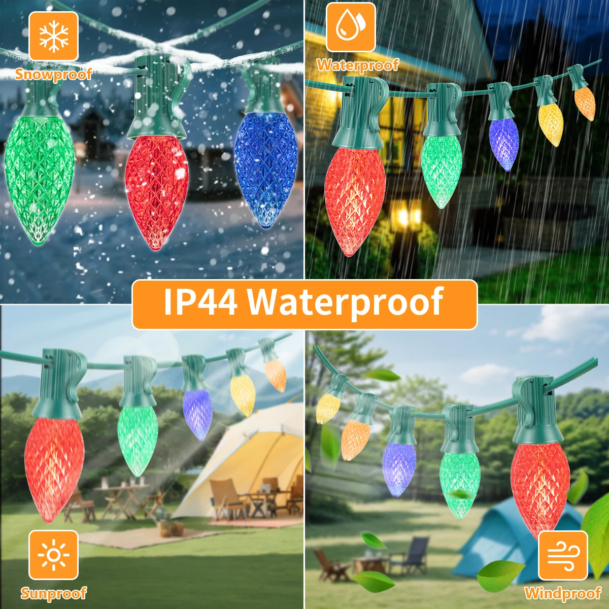 Imagem -04 - Multicolor Garland Led String Light 110v 220v E12 0.6w Plásticos Impermeáveis Anti-drop Festoon Cadeia de Luz de Natal de Ano Novo c7