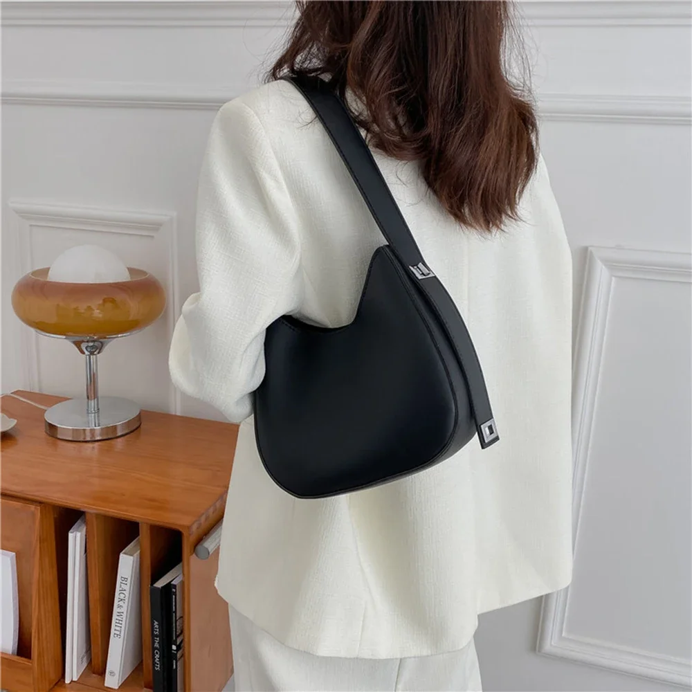 Half-Moon Small Shoulder Underarm Bags for Women 2023 Spring New High-quality PU Leather Handbag Luxury Brand Tote