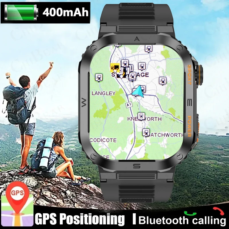 

New Military Outdoor New Smart Watch 400 mAh Battery GPS Sport Fitness Watch IP68 Waterproof Bluetooth Call Smartwatch Men Women