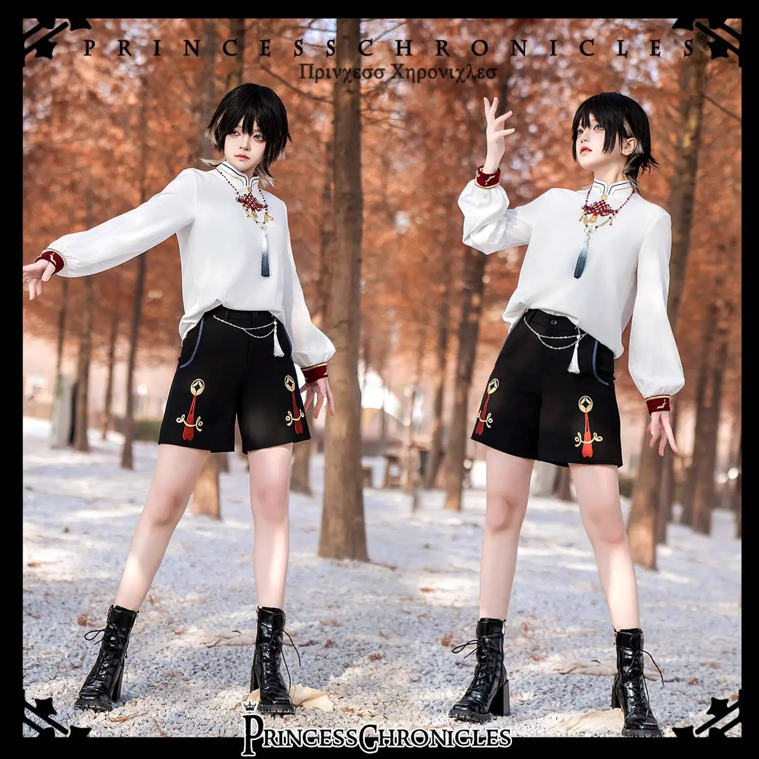 New Bring In Wealth And Treasure Chinese Style Han Elements Tops Short Coat Shirt Necklace Fiesta Carnival Halloween Cos Cosplay